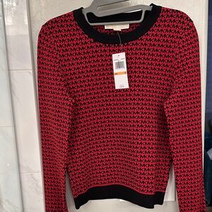 Michael Kors Black and Red Patterned Women's Sweater NWT